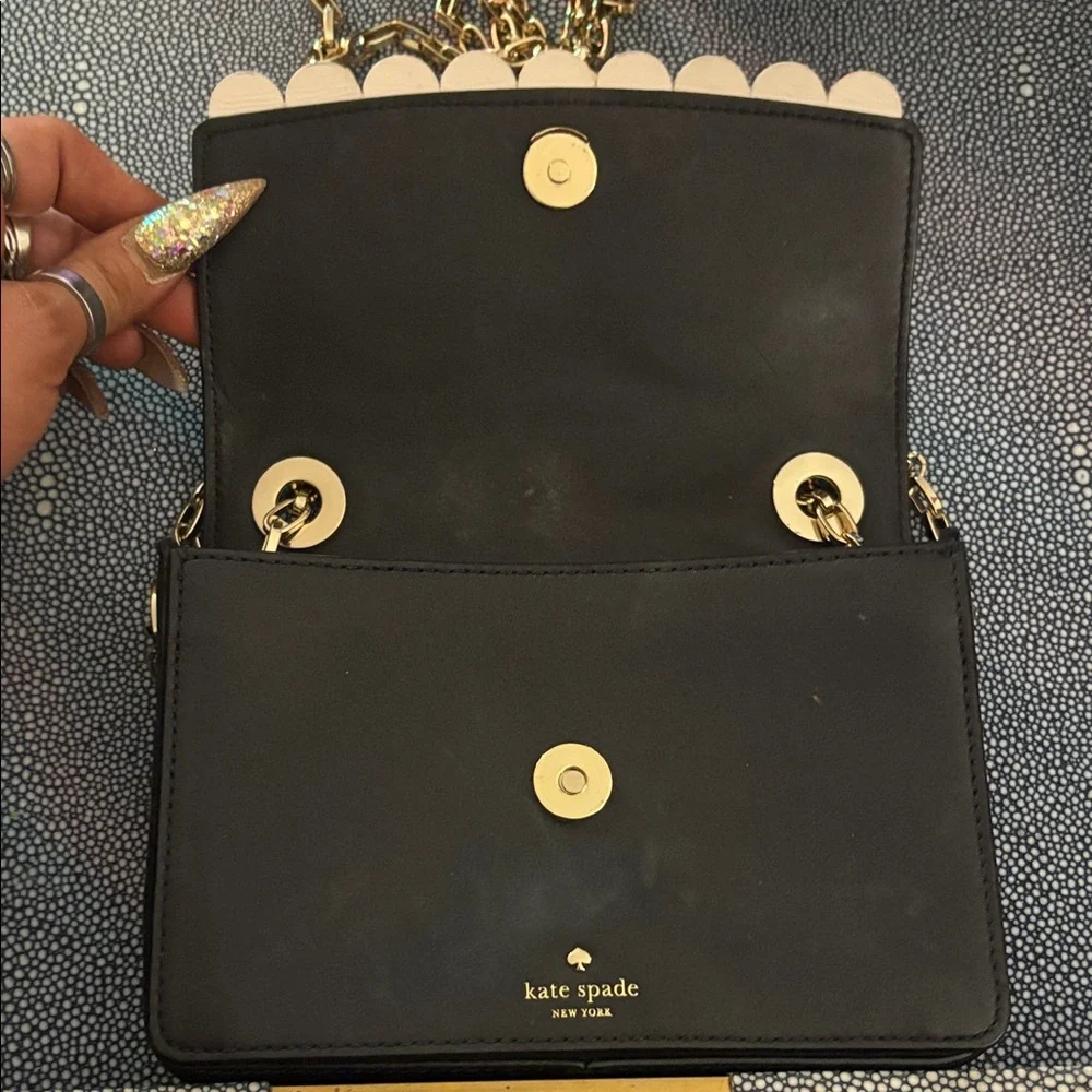 Kate Spade Black and Cream Furry Eyed Crossbody, Monster Party Crossbody - Picture 6 of 8